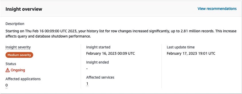 Proactive insights from the Amazon DevOps Guru for RDS