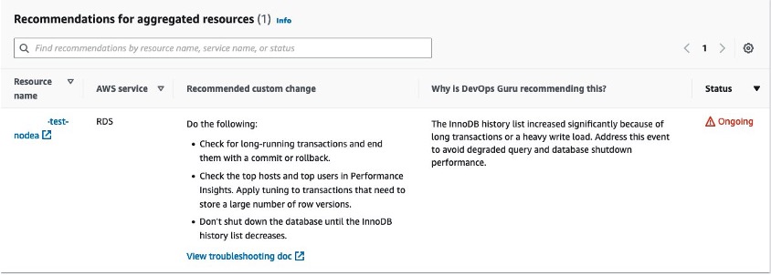 Proactive insights from the Amazon DevOps Guru for RDS