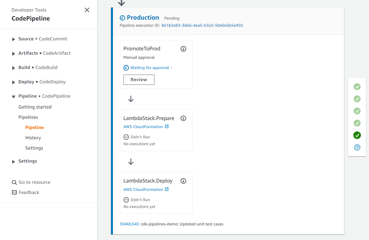 Create a CICD pipeline for NET Lambda functions using AWS CDK pipelines