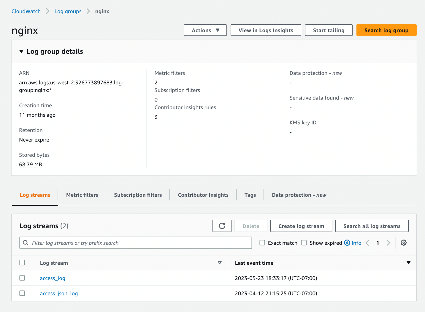 Use Amazon CloudWatch Contributor Insights service for general NGINX log analysis