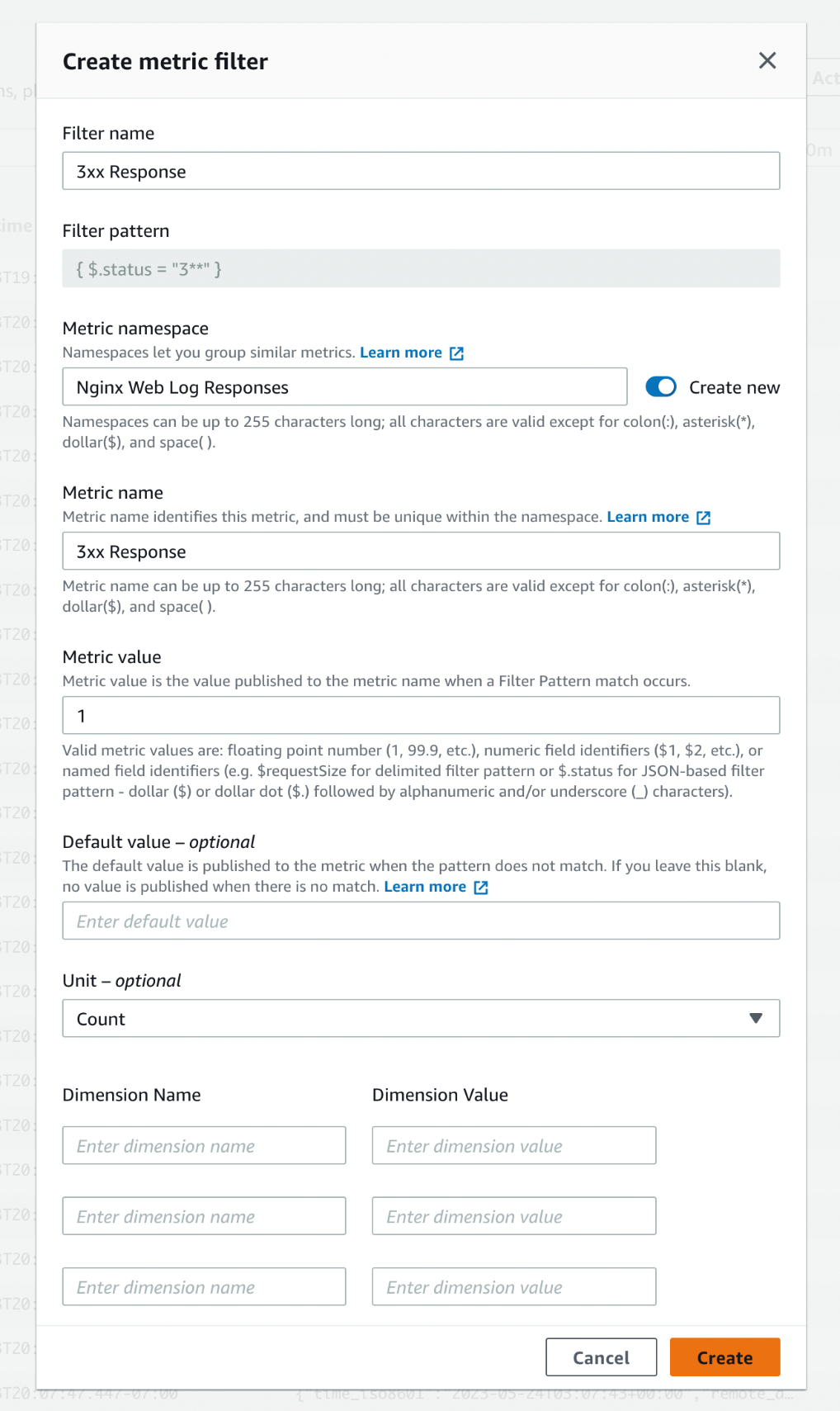 Use Amazon CloudWatch Contributor Insights service for general NGINX log analysis