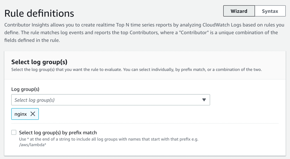 Use Amazon CloudWatch Contributor Insights service for general NGINX log analysis.